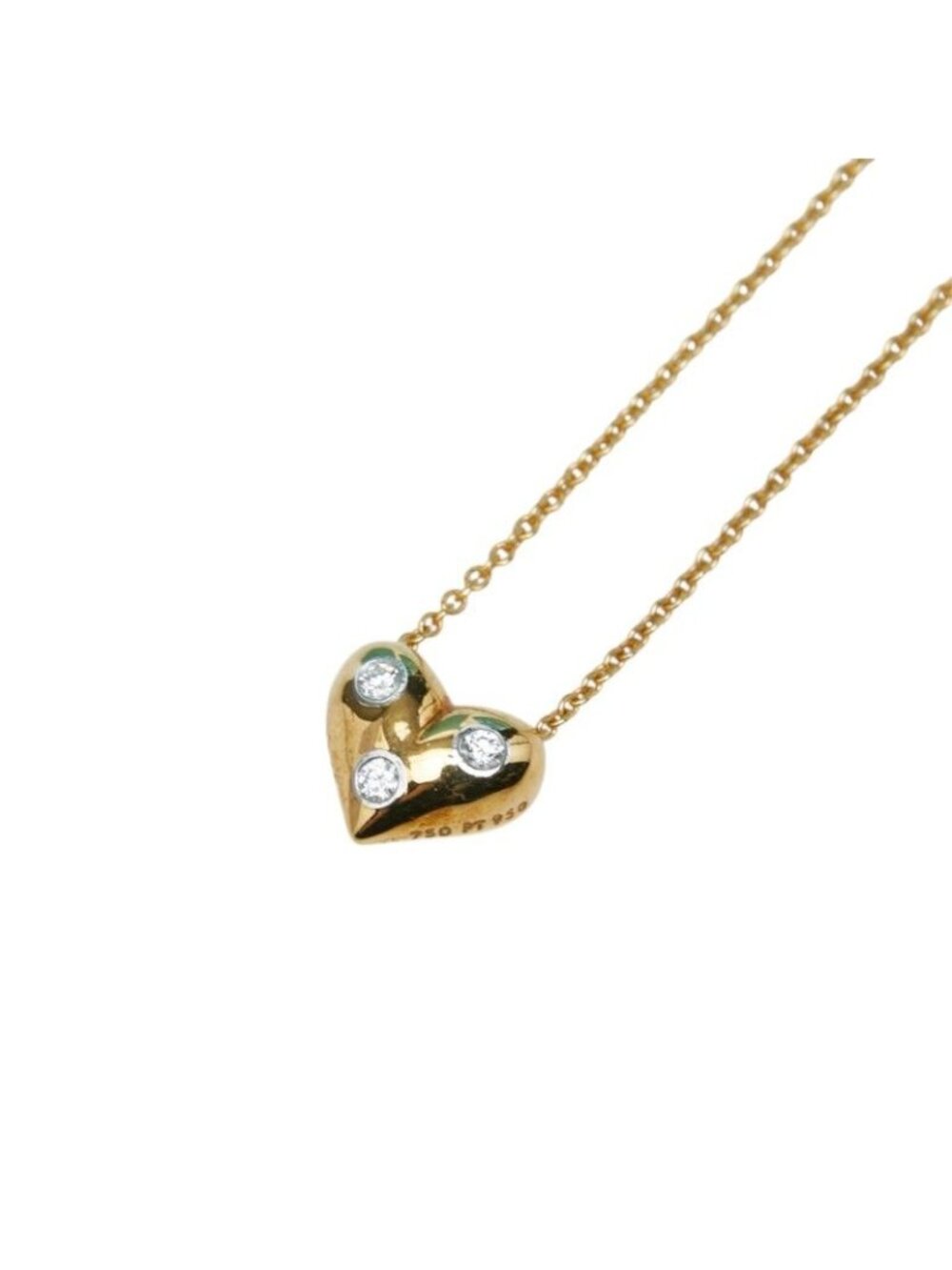Tiffany & Co Dots Heart Necklace 18k Yellow Gold Platinum